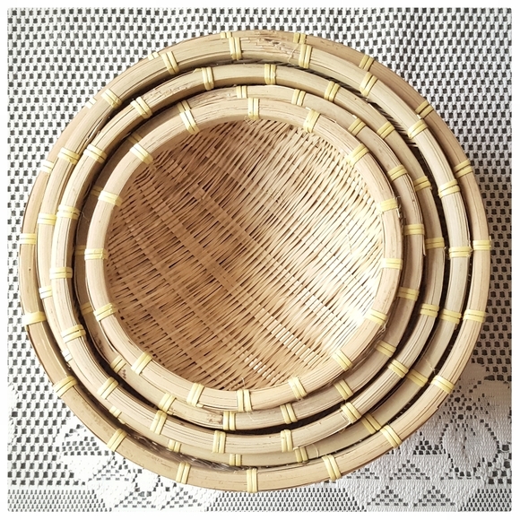 Hand Crafted Other - Vtg Hand-woven Sweetgrass stacking baskets